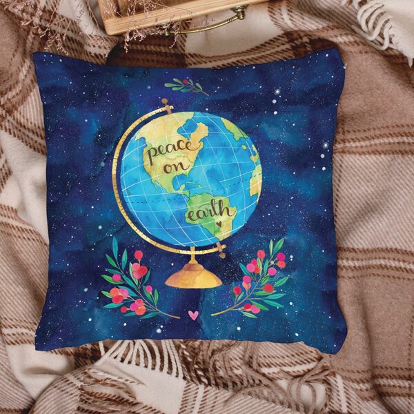

1pc Globe Print Cushion Cover Without Filler, Multicolor