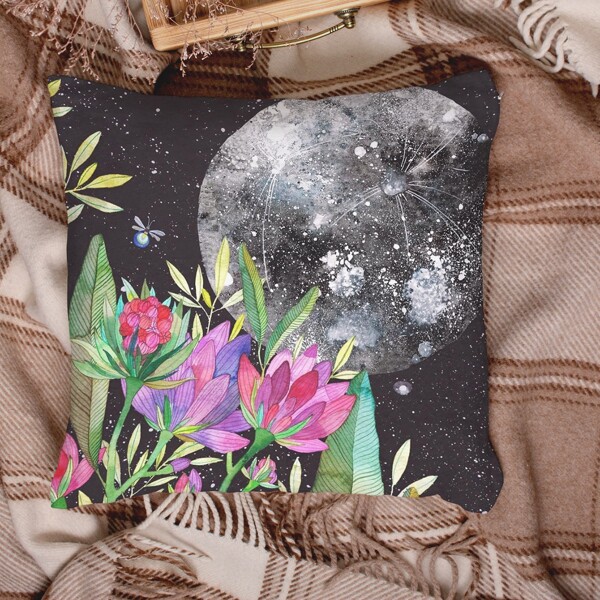 

1pc Flower Print Cushion Cover Without Filler, Multicolor