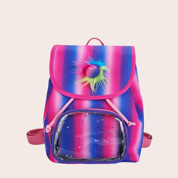 

Girls Clear Pocket Front Gradient Backpack, Purple