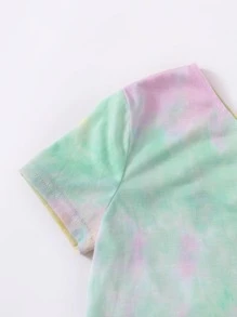 SHEIN Girls One Shoulder Tie Dye Top - Multicolor - View 3