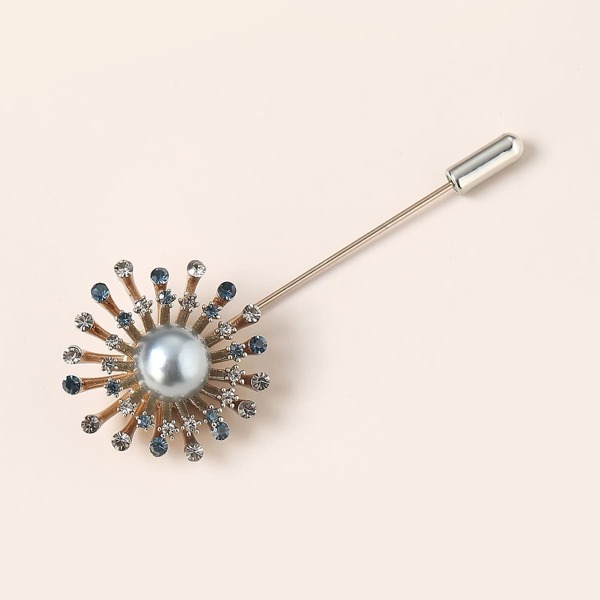 

Faux Pearl Rhinestone Brooch, Multicolor