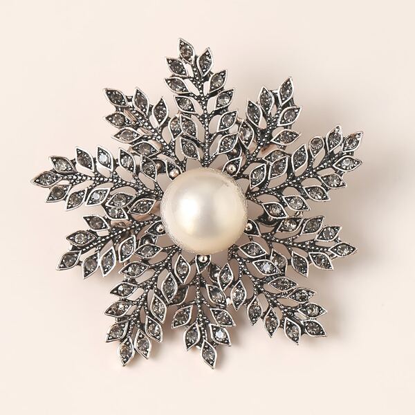 

Faux Pearl Flower Brooch, Grey