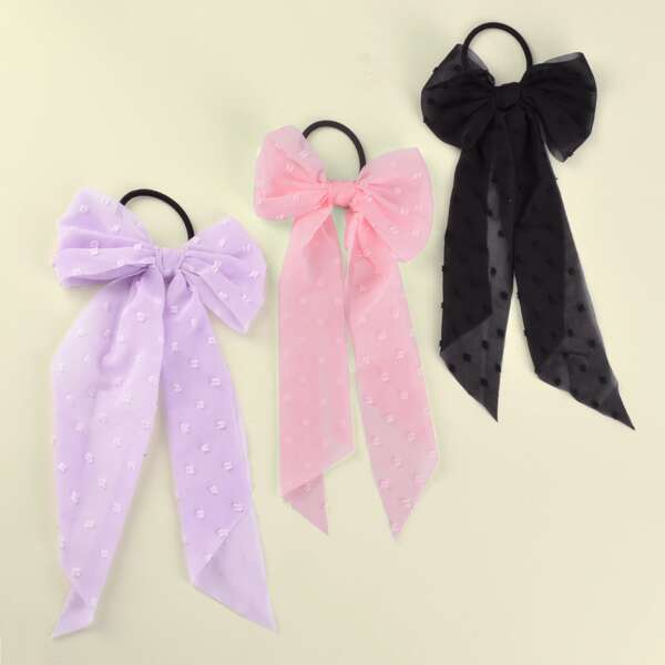 

3pcs Bow Knot Decor Hair Tie, Multicolor