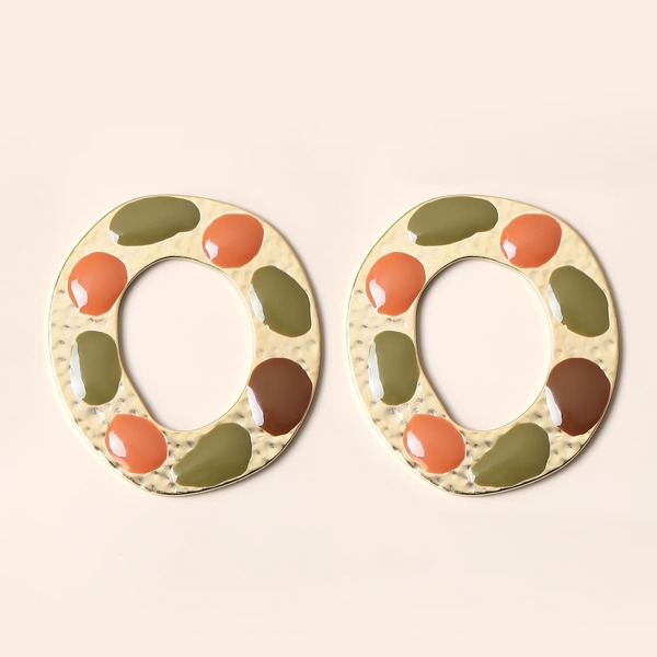 

Metal Geometric Stud Earrings, Multicolor