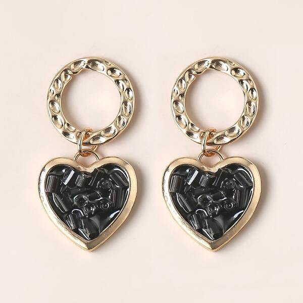 

Heart Round Drop Earrings, Multicolor