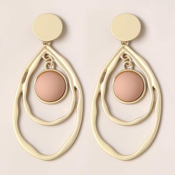 

Disc Water Drop Earrings, Gold
