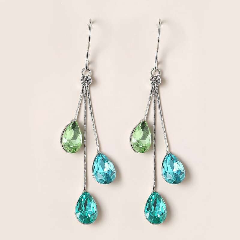 

Rhinestone Water Drop Earrings, Multicolor