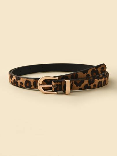 Women's Fashion Shiny PU Skinny Waist Belt, High Quality PU Belt For Jeans, Dresses Decoration Leopard Print Summer, School,Halloween