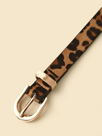 Women's Fashion Shiny PU Skinny Waist Belt, High Quality PU Belt For Jeans, Dresses Decoration Leopard Print Summer, School,Halloween