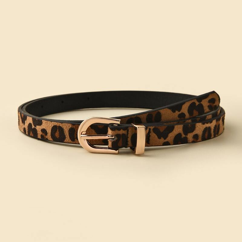 

Leopard Pattern Buckle Belt, Multicolor