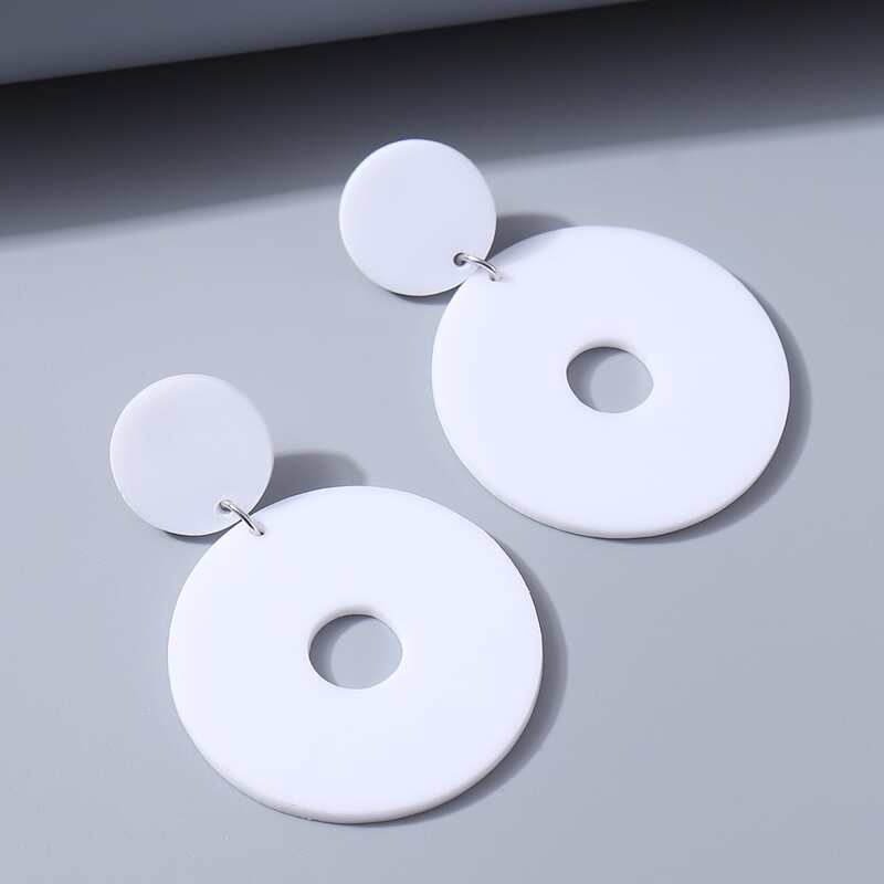

Acrylic Round Drop Earrings, White