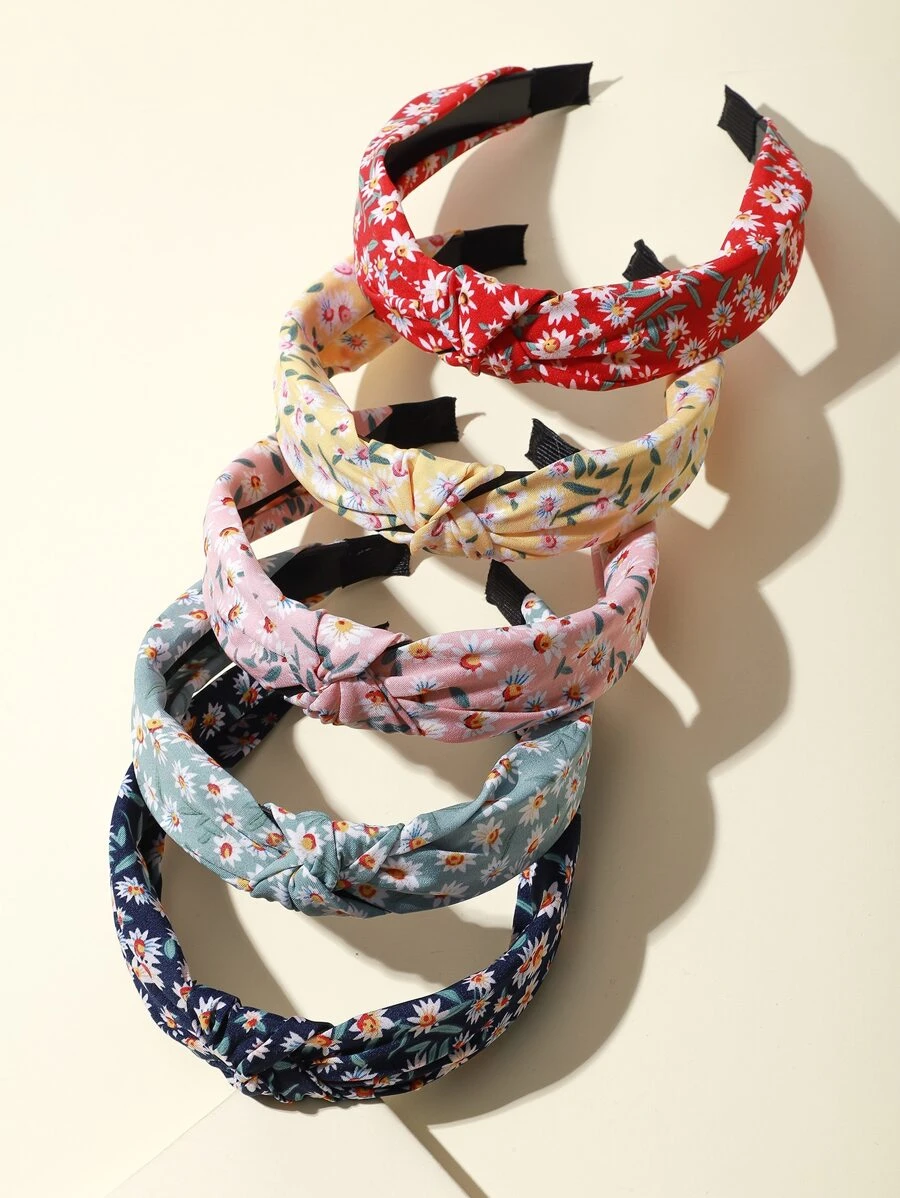 5pcs Ditsy Floral Pattern Hair Hoop Boho Headbands Hairband - Multicolor - View 1