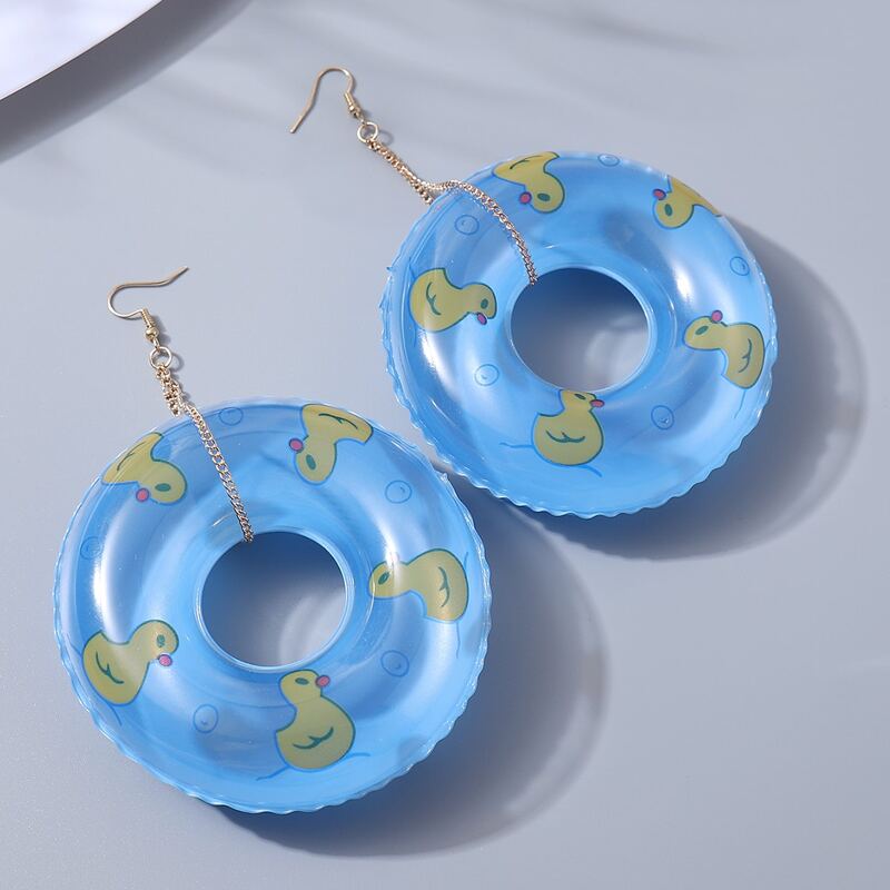 

Cartoon Round Drop Earrings, Blue