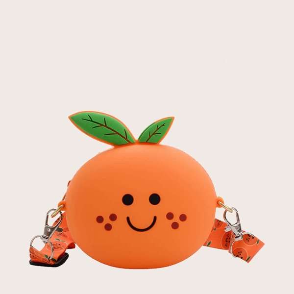 

Girls Cartoon Fruit Design Crossbody Bag, Orange