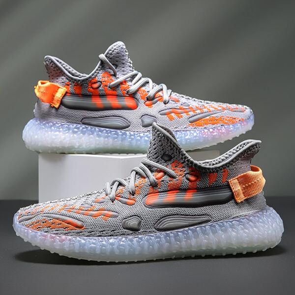 

Men Lace-up Front Colorblock Knit Sneakers, Grey