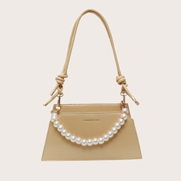 

Faux Pearl Decor Shoulder Bag, Yellow