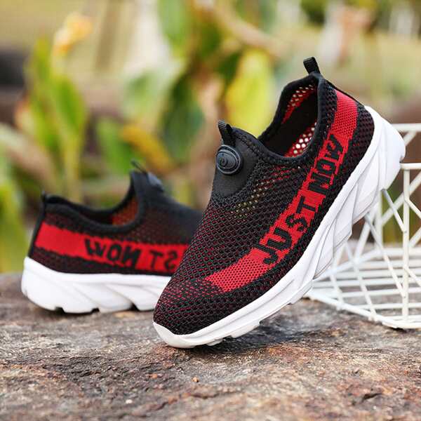 

Boys Letter Graphic Knit Slip On Sneakers, Red