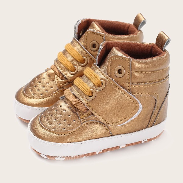 

Baby Boy Breathable High Top Sneakers, Gold
