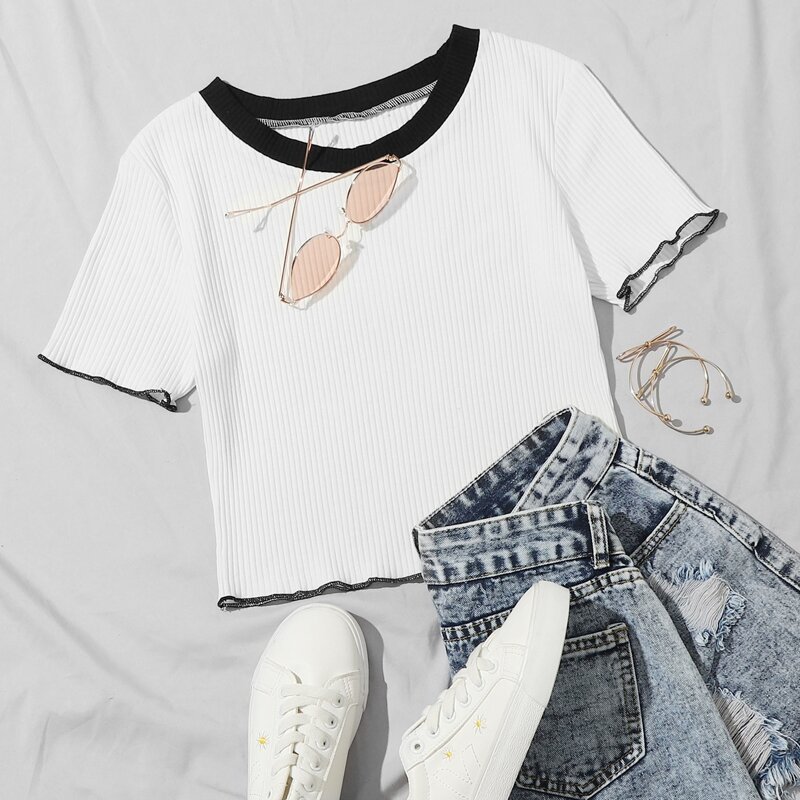 

Ribbed Crop Top, White
