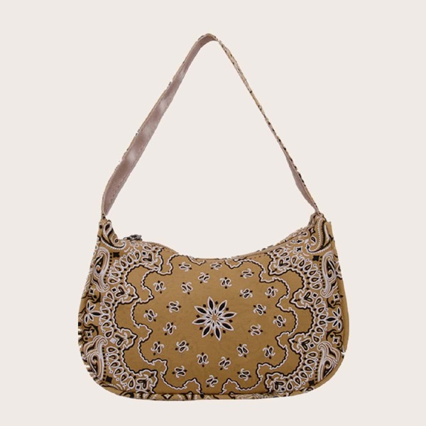 

Paisley Print Canvas Baguette Bag, Yellow