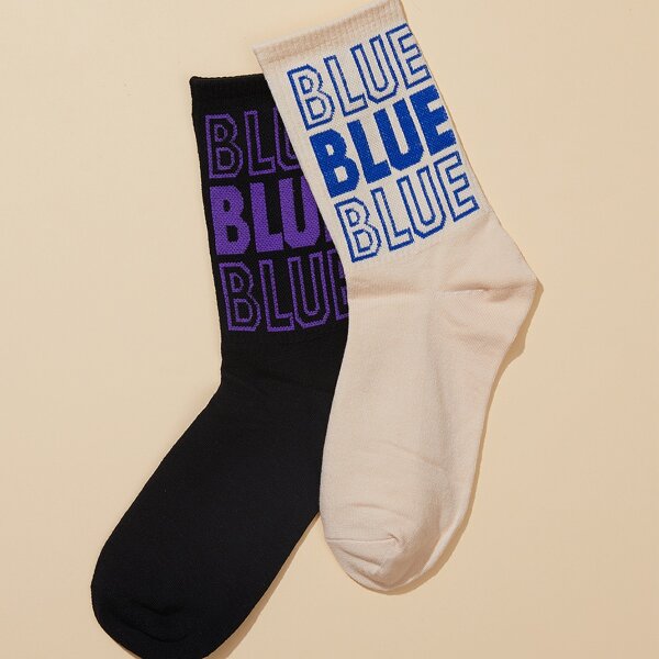 

Носки с текстовым узором 2 пары, Чёрный