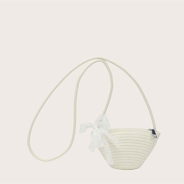 

Girls Woven Bucket Bag, White