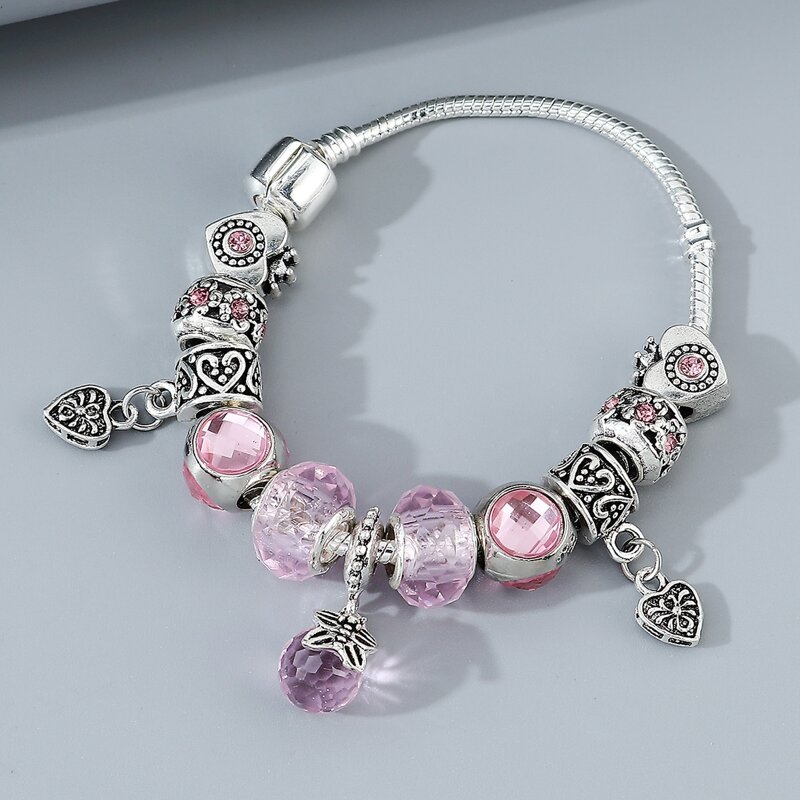 

Heart Bead Decor Bracelet, Pink