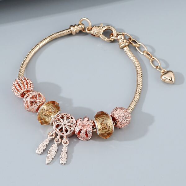 

Heart Bead Decor Bracelet, Gold