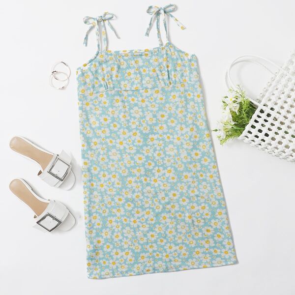 

Allover Floral Print Cami Dress, Mint blue