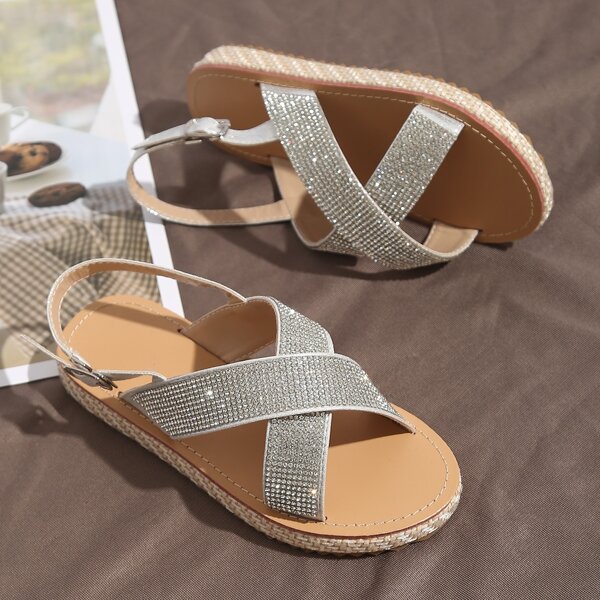 

Toddler Girls Rhinestone Decor Slingback Sandals, Silver