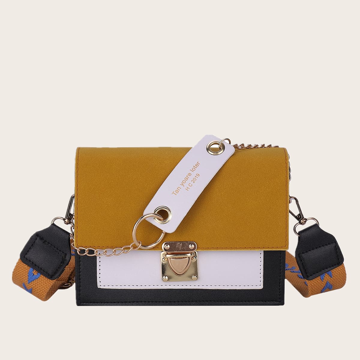 

Push Lock Colorblock Crossbody Bag, Multicolor
