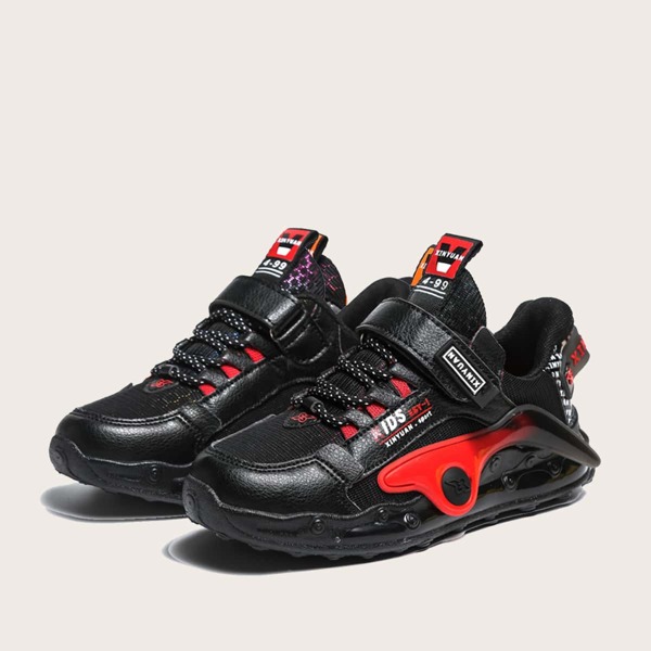 

Boys Letter Graphic Velcro Strap Sneakers, Black