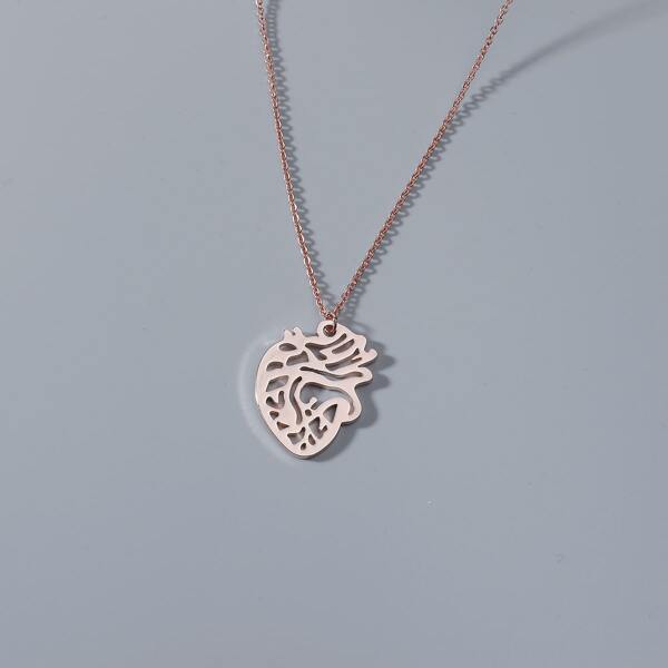 

Men Heart Organ Charm Necklace, Gold