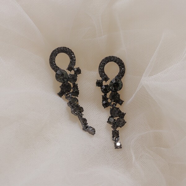 

Rhinestone Decor Drop Earrings, Black