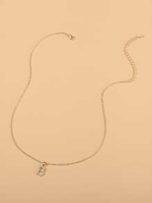 Rhinestone Letter Charm Necklace - Yellow Gold - View 4