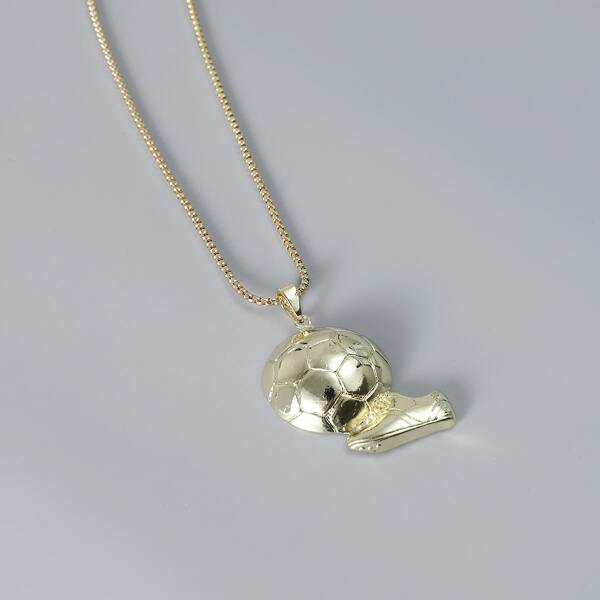 

Men Football Pendant Necklace, Gold