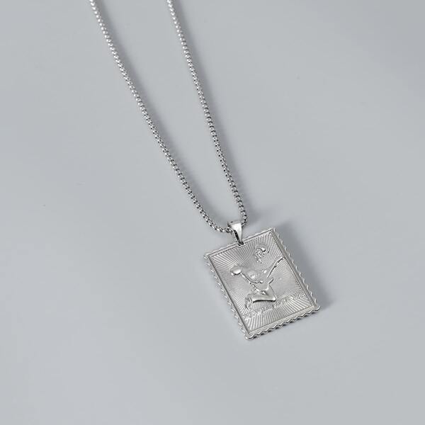 

Men Sports Geometric Charm Necklace, Silver