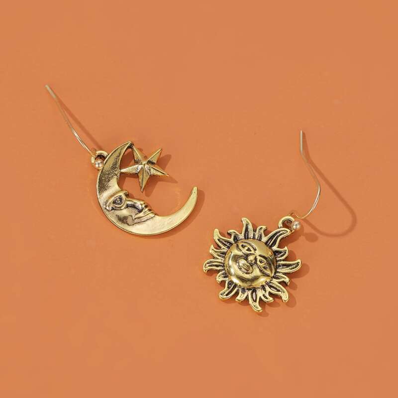 

Moon & Sun Charm Drop Earrings, Gold