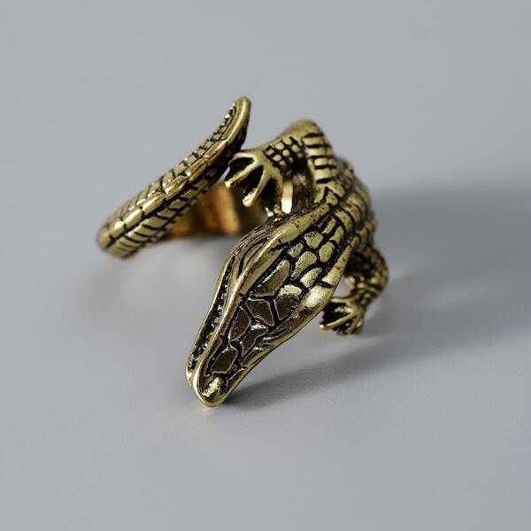 

Men Crocodile Cuff Ring, Gold