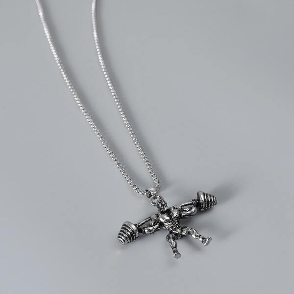 

Men Figure Charm Necklace, Silver