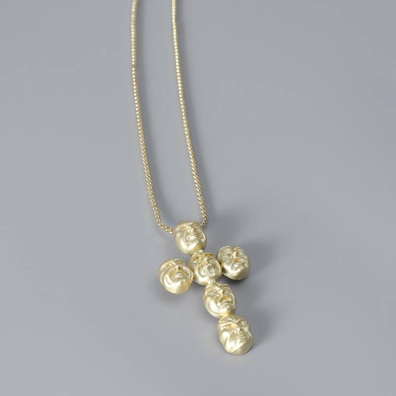 

Guys Cross Charm Necklace, Gold