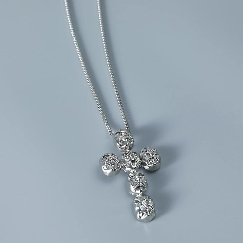 

Guys Cross Charm Necklace, Silver