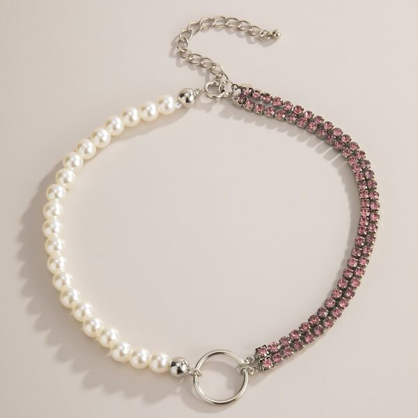 

Faux Pearl Panel Necklace, Multicolor