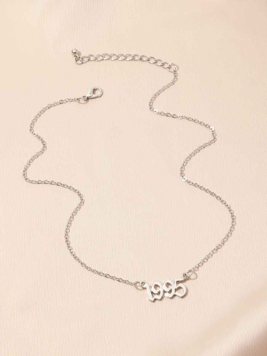 Number Charm Necklace - Silver - View 1