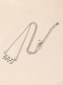Number Charm Necklace - Silver - View 2