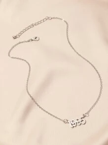 Number Charm Necklace - Silver - View 3