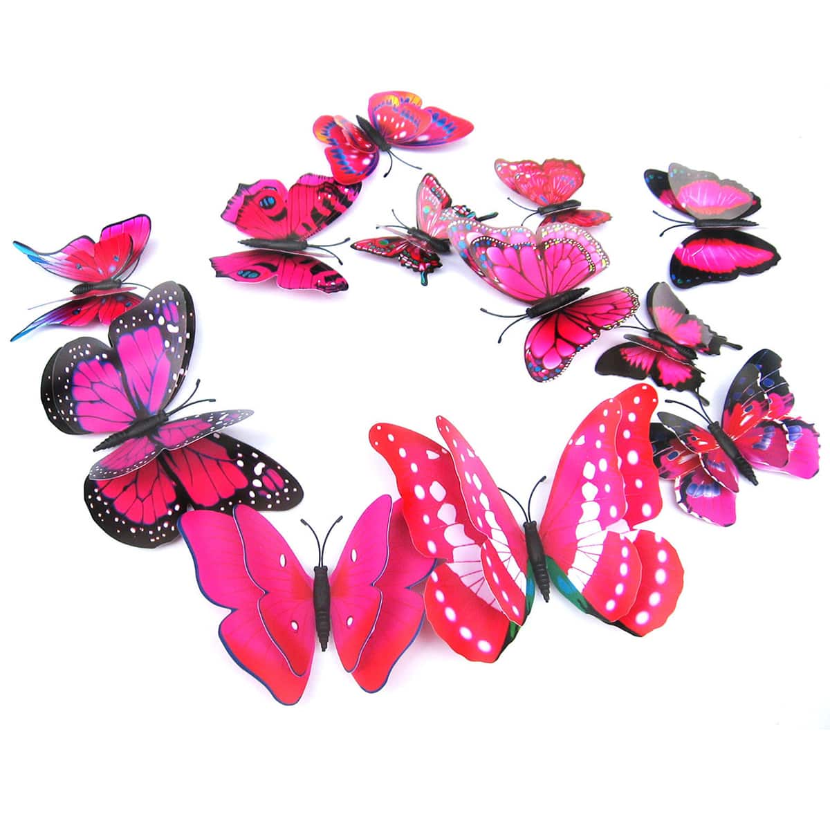 

12pcs Butterfly Shaped Wall Decor, Hot pink