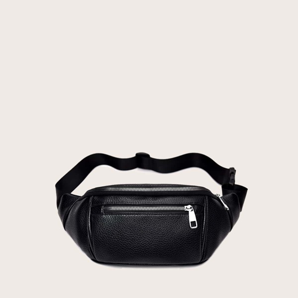 

Men Zipper Front Fanny Pack, Black