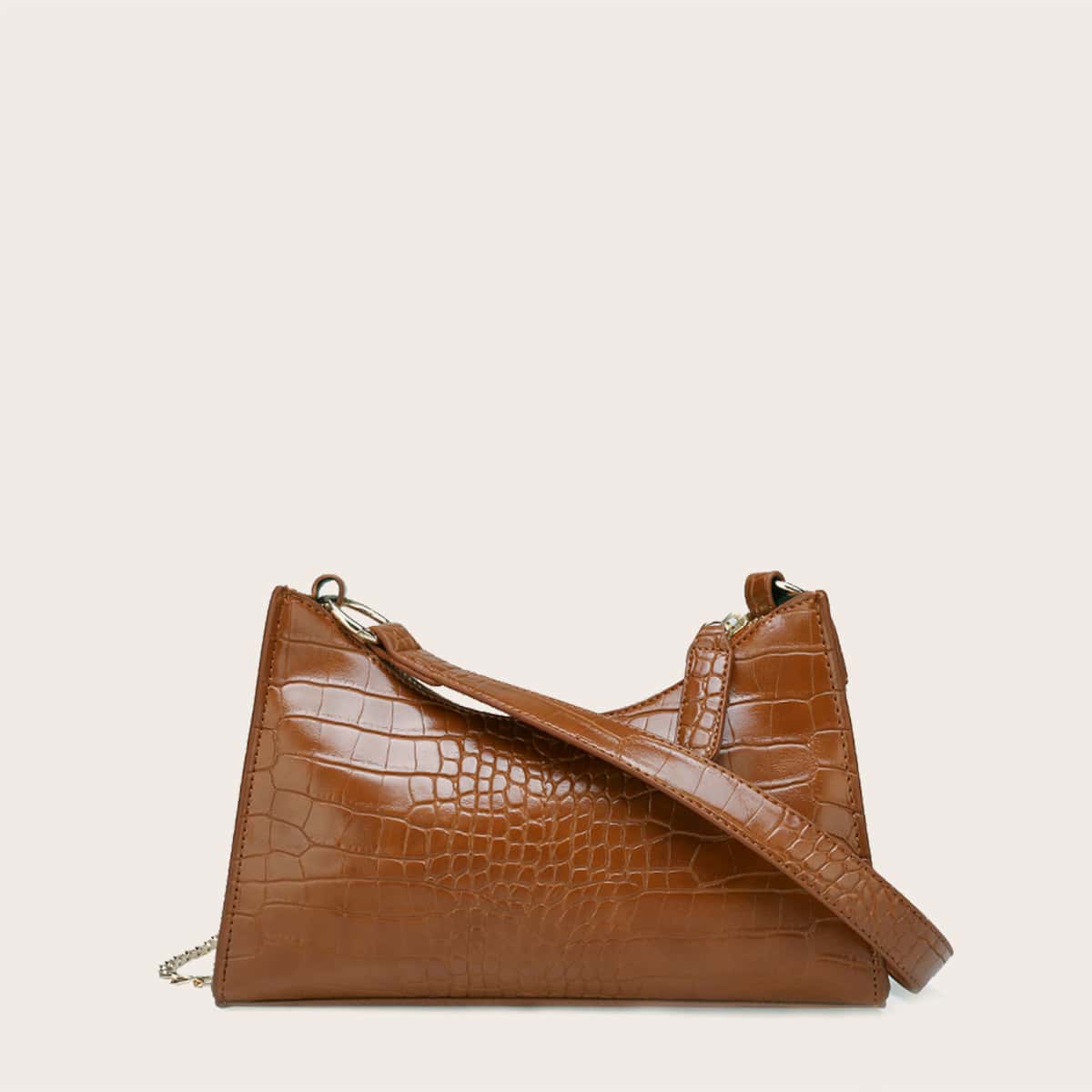 

Croc Embossed Shoulder Bag, Brown