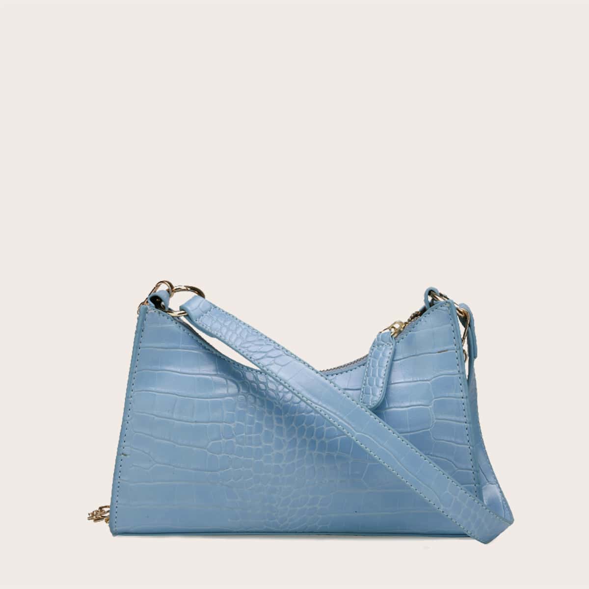 

Croc Embossed Shoulder Bag, Blue